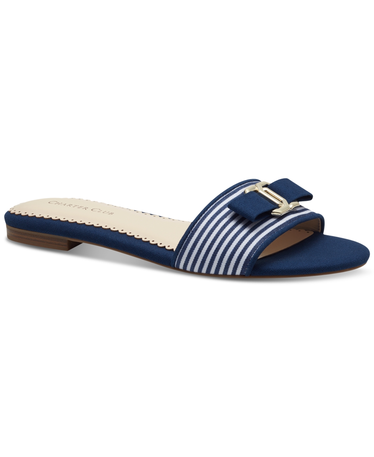 Charter Club Skyla Slip-On Bow Flat Sandals, Created for Macy's Women's Shoes