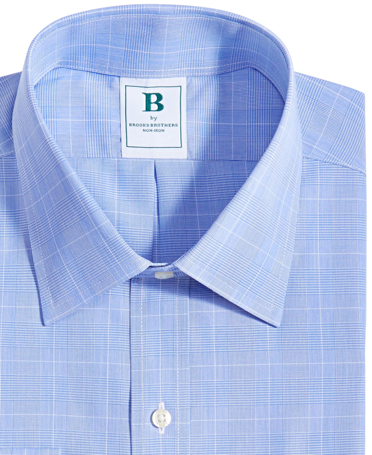 Мужская рубашка Brooks Brothers Regular Fit Non-Iron Spread Collar Glen Plaid Broadcloth Dress Shirt, цвет: Синий — фото 5
