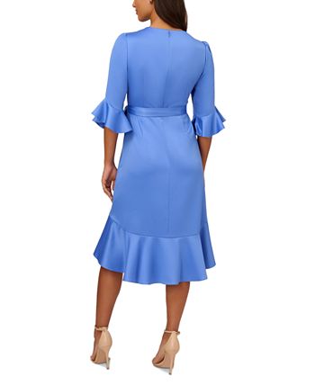 Adrianna Papell Women's Faux-Wrap Satin Crepe Dress - Macy's