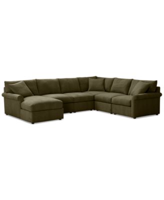 CLOSEOUT! Wrenley 131" 6-Pc. Fabric Modular Sectional Chaise Sofa, Created for Macy's