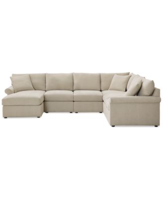 CLOSEOUT! Wrenley 131" 6-Pc. Fabric Modular Sectional Chaise Sofa, Created for Macy's