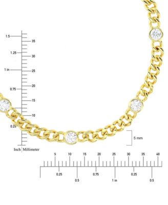 Cubic Zirconia Bezel Open Cable Link Chain Bracelet