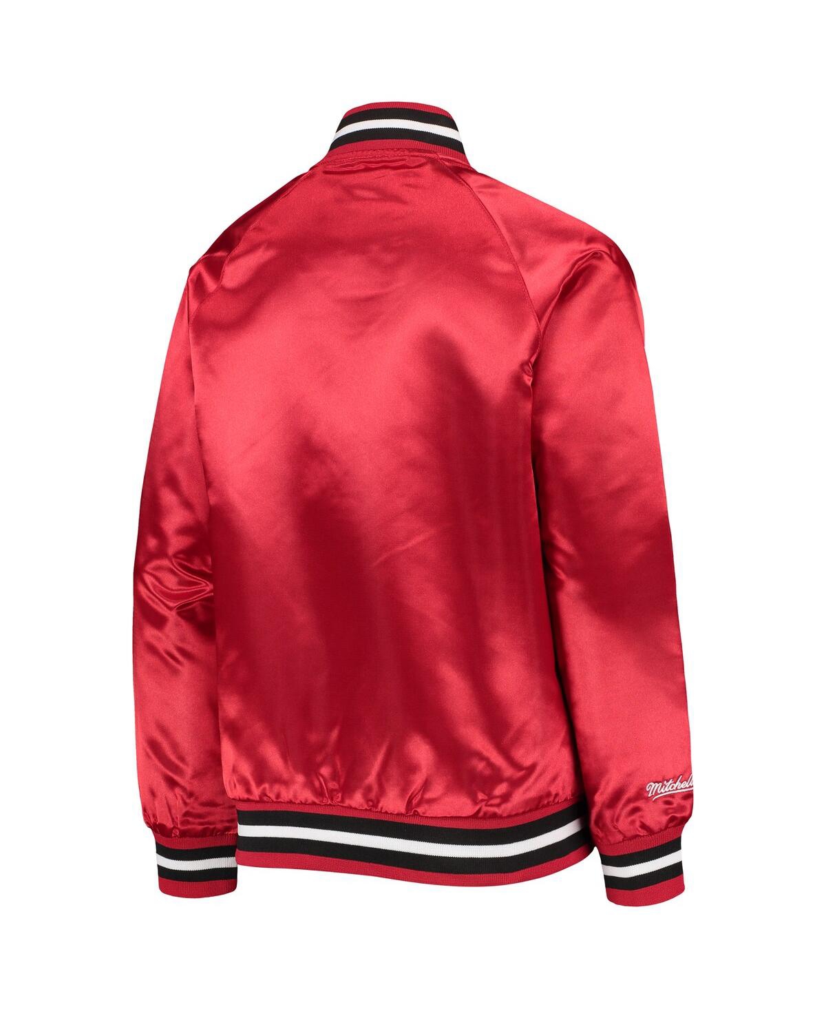 Big Boys and Girls Mitchell & NessChicago Bulls Hardwood Classics Satin Raglan Full-Snap Jacket - Red