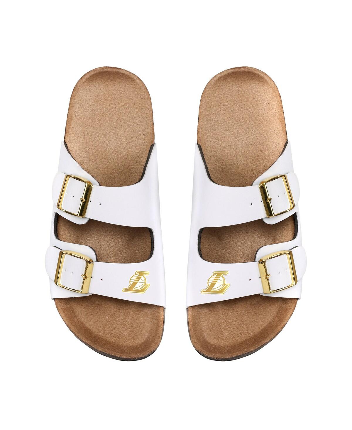 Women's Foco Los Angeles Lakers Double-Buckle Sandals - White