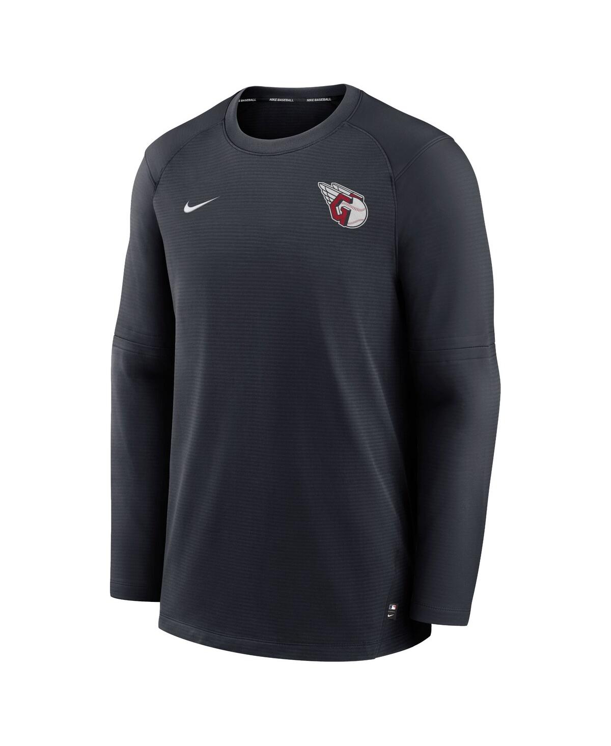 Men's NikeCleveland Guardians Authentic Collection Logo Performance Long Sleeve T-shirt - Navy