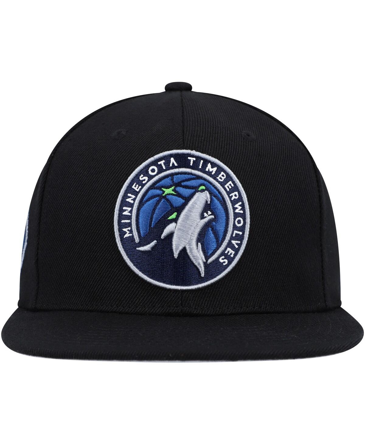 Mitchell & Ness Men's  Black Minnesota Timberwolves Side Core 2.0 Snapback Hat In Black