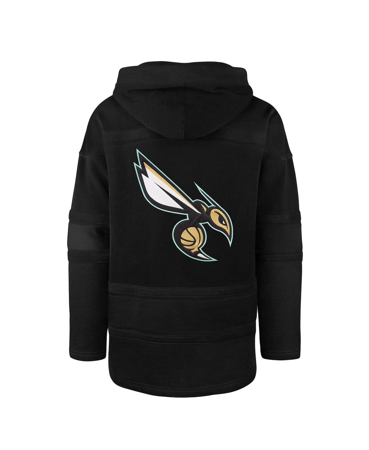 Men's '47 BrandCharlotte Hornets 2022/23 Pregame Mvp Lacer Pullover Hoodie - City Edition - Black