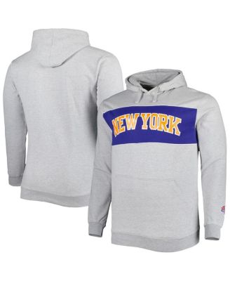 Men's Heather Gray New York Knicks Big and Tall Wordmark Pullover Hoodie