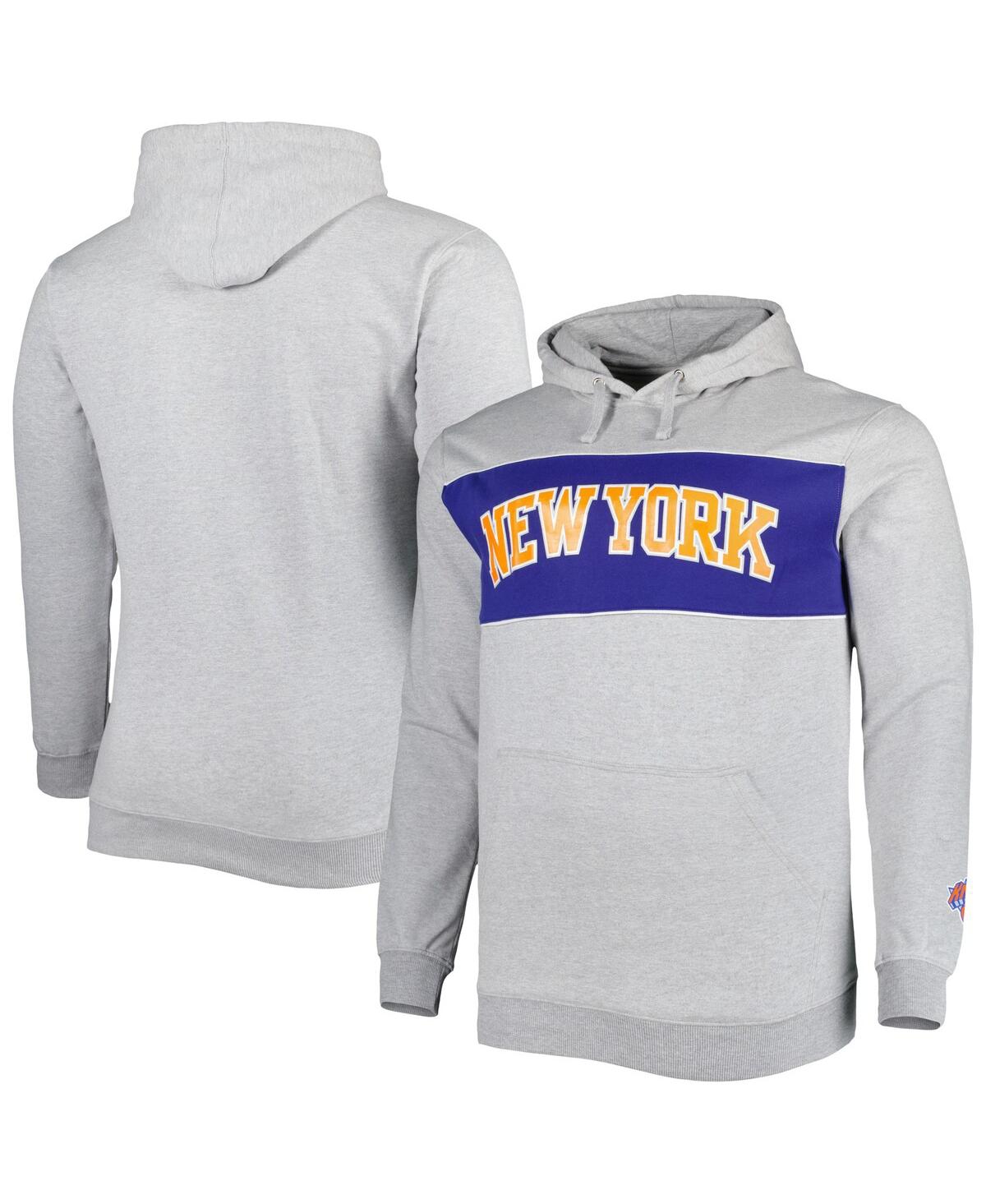 FANATICS MEN'S FANATICS HEATHER GRAY NEW YORK KNICKS BIG AND TALL WORDMARK PULLOVER HOODIE 