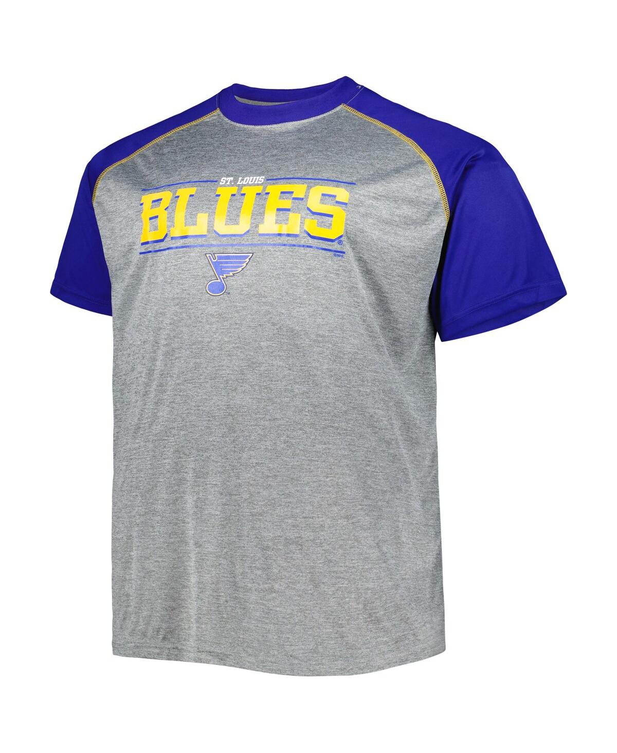 Shop Profile Men's Heather Gray St. Louis Blues Big And Tall Logo Raglan T-shirt