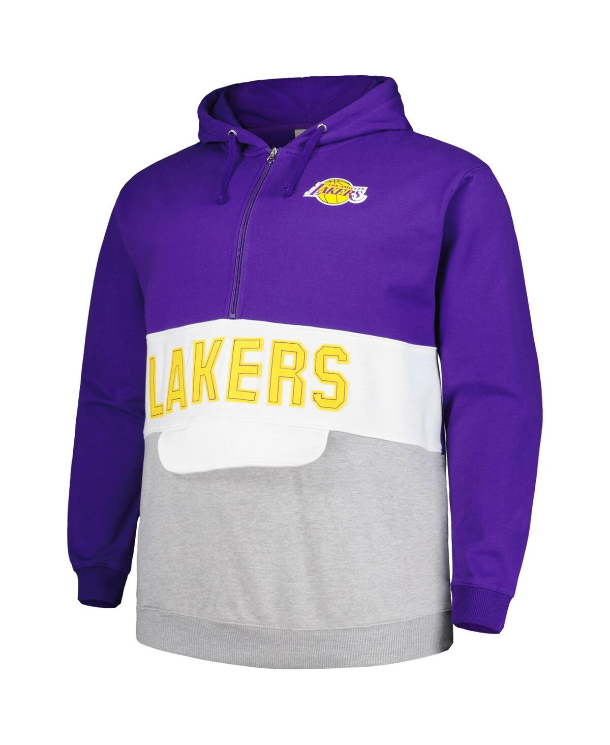 Shop Fanatics Men's  Purple Los Angeles Lakers Big And Tall Anorak Half-zip Hoodie