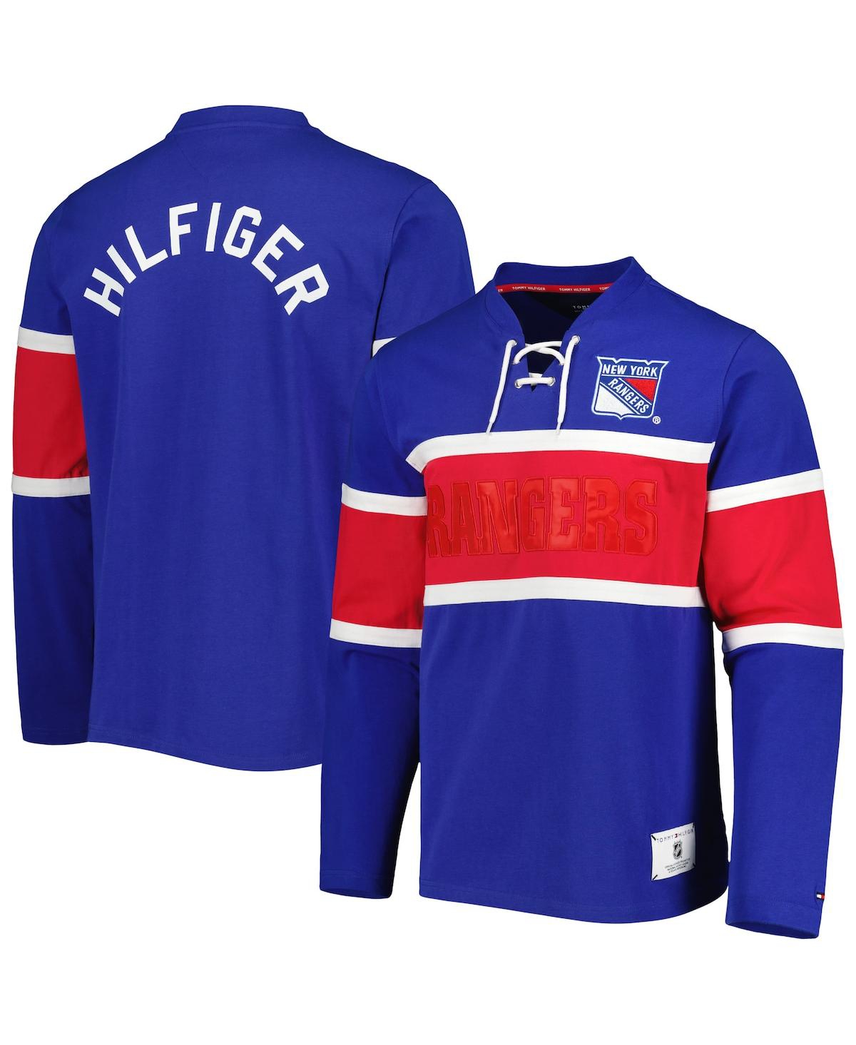 TOMMY HILFIGER MEN'S TOMMY HILFIGER BLUE NEW YORK RANGERS WALTER LACE-UP LONG SLEEVE TOP