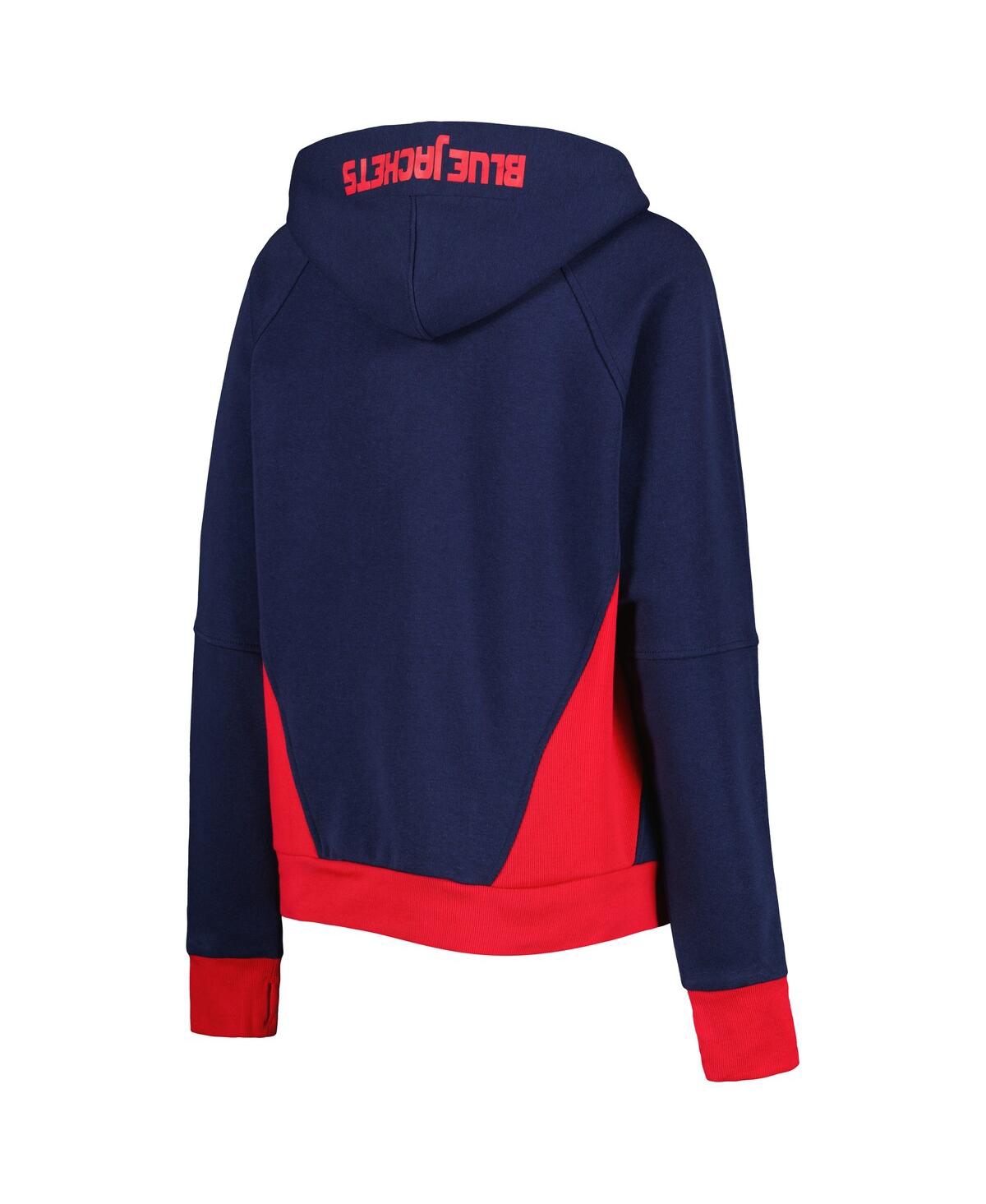 Shop Starter Women's  Navy Columbus Blue Jackets Wishbone Half-zip Hoodie