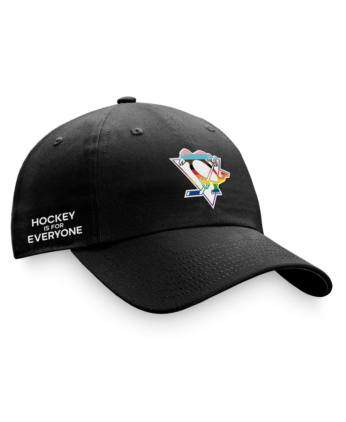 Shop Fanatics Men's  Black Pittsburgh Penguins Team Logo Pride Adjustable Hat