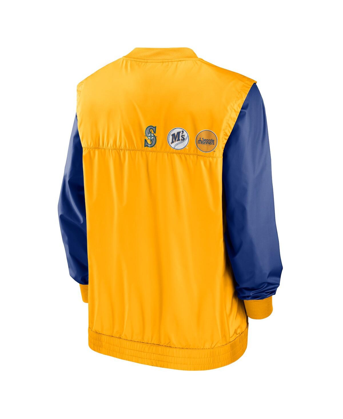 Shop Nike Men's  White, Gold Seattle Mariners Rewind Warmup V-neck Pullover Jacket In White,gold