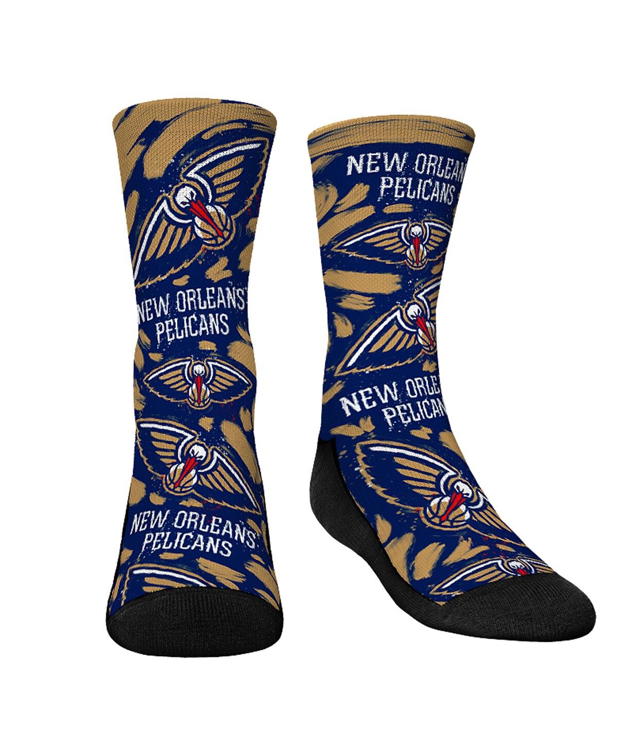 Rock 'em Kids' Youth Boys And Girls  Socks New Orleans Pelicans Allover Logo And Paint Crew Socks In Blue