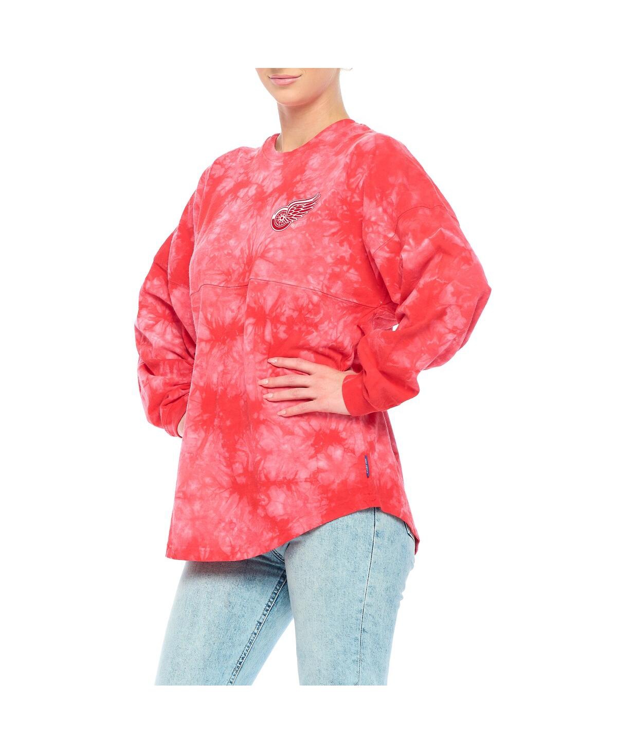 Shop Fanatics Women's  Red Detroit Red Wings Crystal-dye Long Sleeve T-shirt