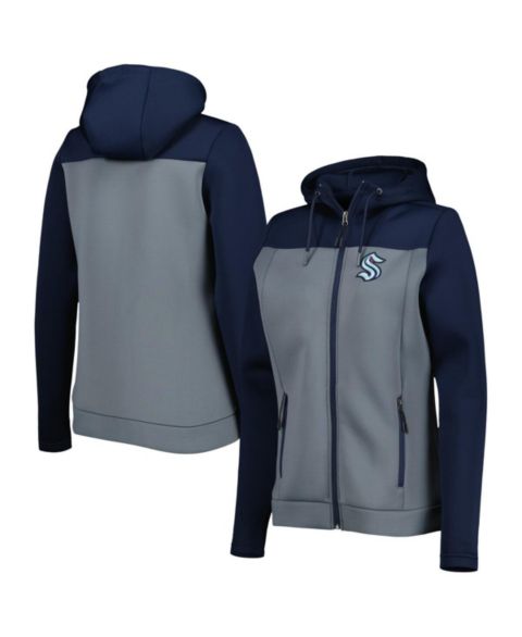Женские куртки Antigua Women's Deep Sea Blue, Gray Seattle Kraken Protect Full-Zip Jacket