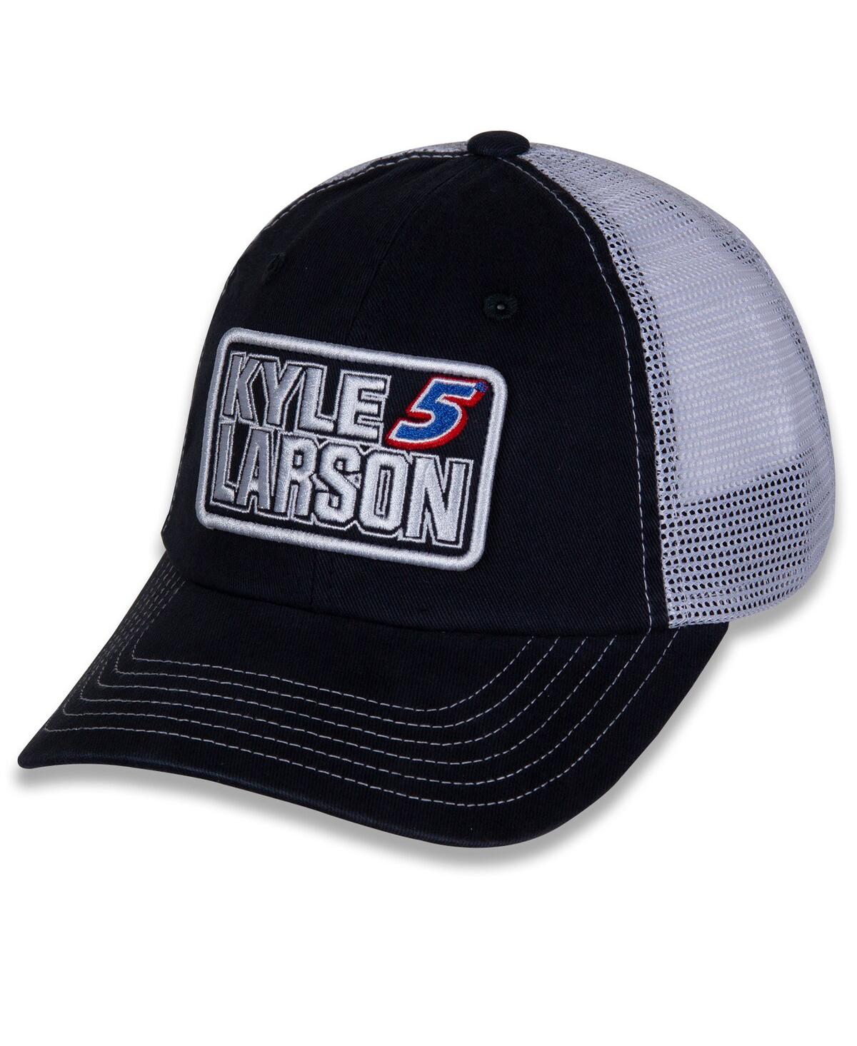 Women's Hendrick Motorsports Team Collection Black, White Kyle Larson Name and Number Patch Adjustable Hat - Black, White