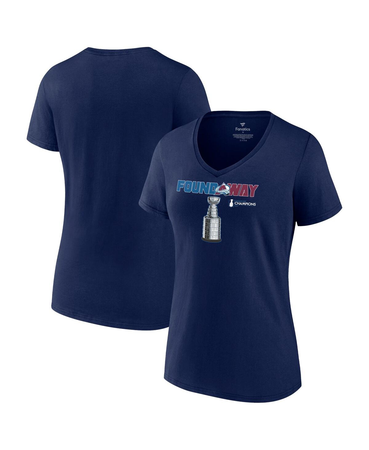 Women's FanaticsColorado Avalanche 2022 Stanley Cup Champions Celebration V-Neck T-shirt - Navy