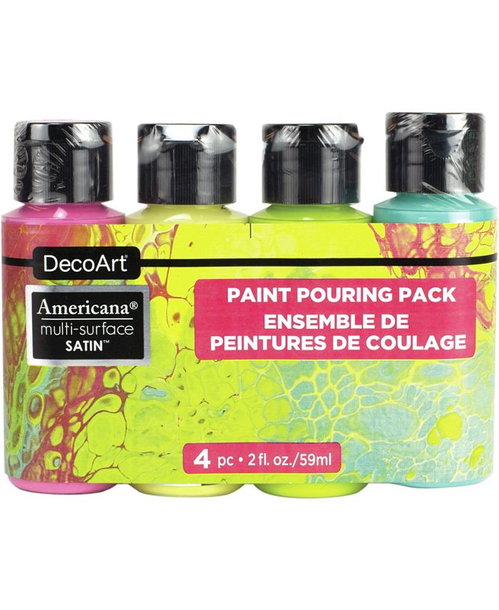 Deco Art Americana MultiSurface Satin Paint Pouring Pack 4/PkgBrights