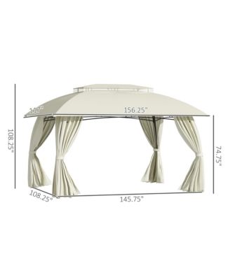 13' x 9' Patio Gazebo, Double Vented Roof, Curtains,
