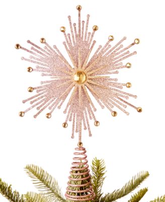 Holiday Lane - Shimmer and Light Pink Snowflake with Jewels Tree Topper