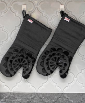 Medallion Print Silicone and Cotton Twill Oven Mitt, Set of 2