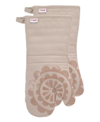 Medallion Print Silicone and Cotton Twill Oven Mitt, Set of 2