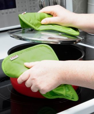 Medallion Print Silicone and Cotton Twill Pot Holder, Set of 2