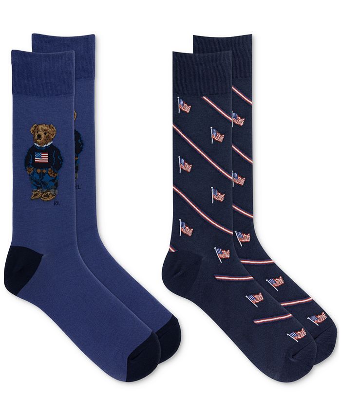 Polo Ralph Lauren Men's Denim Bear Slack Socks, 2-Pack - Macy's