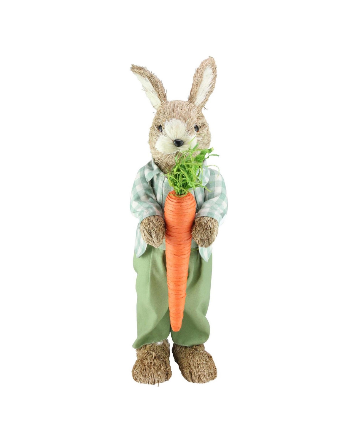 19" Spring Sisal Standing Bunny Rabbit Figure with Carrot - Brown