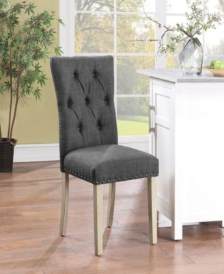 Preston Dining Chair 2-Pack with Antique-like Bronze Nailheads and Brushed Legs in Fabric
