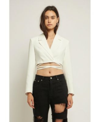 Women's Cropped Blazer with Tie Detail