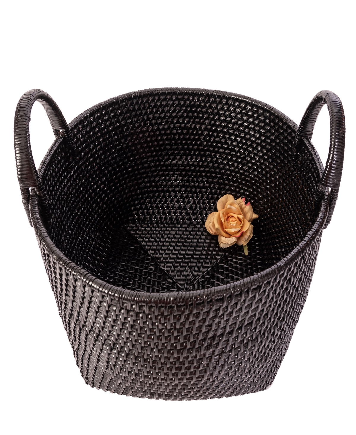 Shop Artifacts Trading Company Saboga Home Round Basket With Hoop Handles In Tudor Black