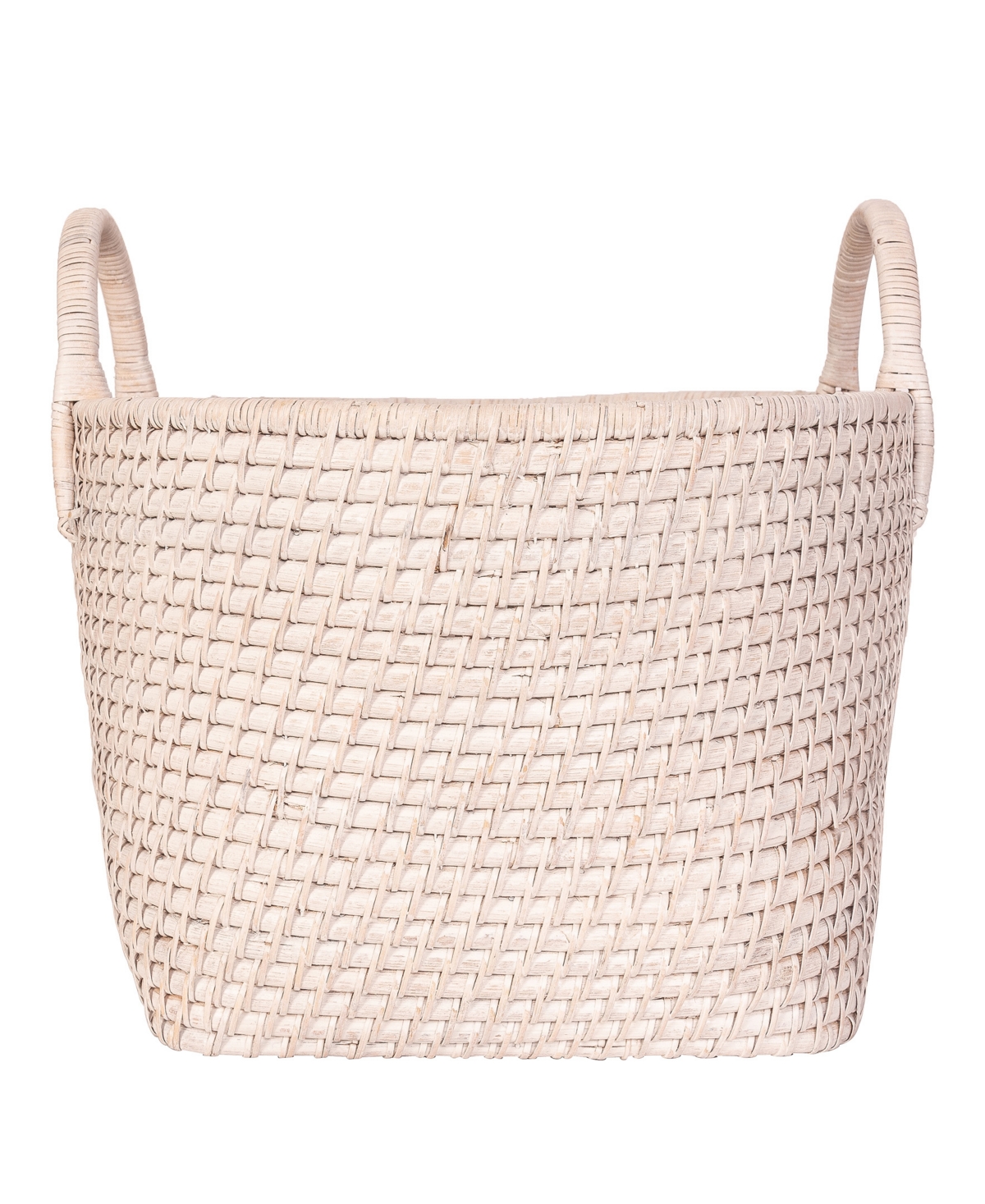 Shop Artifacts Trading Company Saboga Home Round Basket With Hoop Handles In White Wash