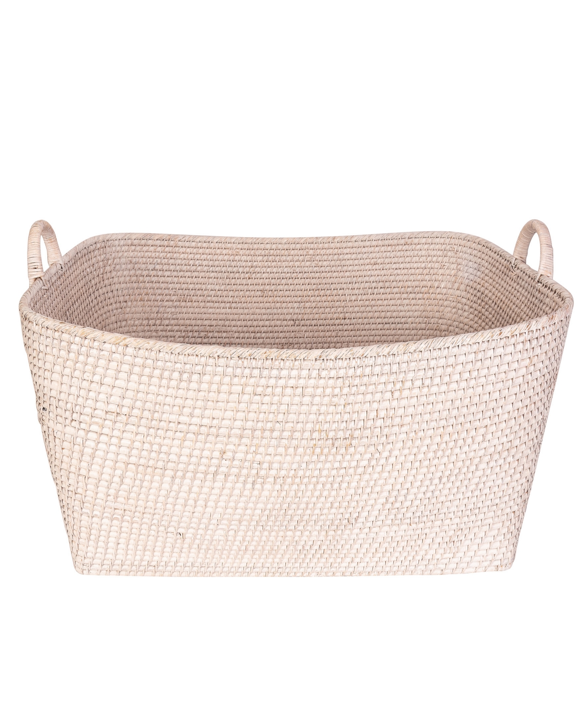 Artifacts Trading Company Saboga Home Everything Basket With Hoop Handles In White Wash