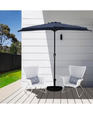 9 Ft Outdoor Patio Half Market Umbrella with Half Base Set