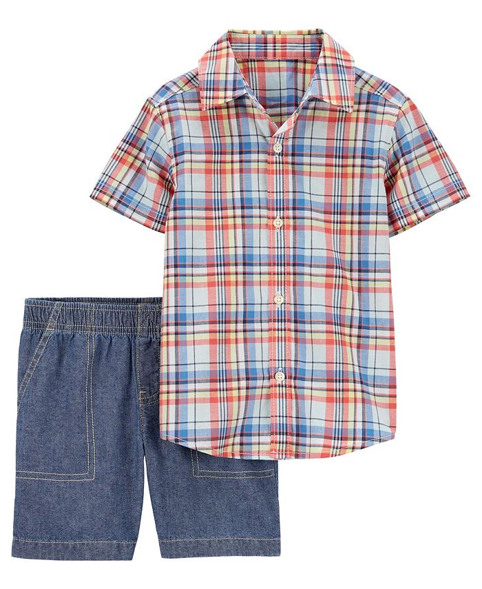 Carter's Baby Boys Button Front Shirt and Shorts, 2 Piece Set Macy's