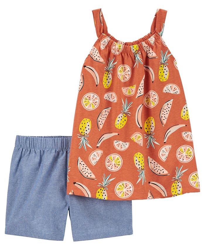 Carter's Little Girls Fruit Tank and Chambray Shorts, 2 Piece Set Macy's