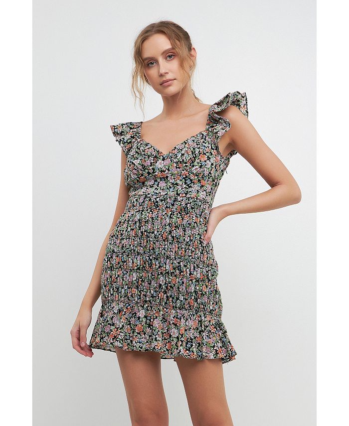 Free the Roses Women's Floral Smocked Mini Dress - Macy's