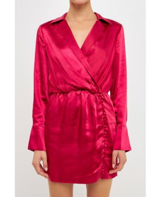 Women's Long Sleeve Satin Mini Dress