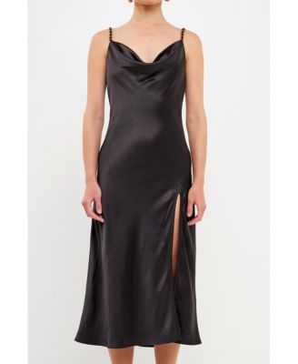 Women's Chunky Chain Satin Slit Dress