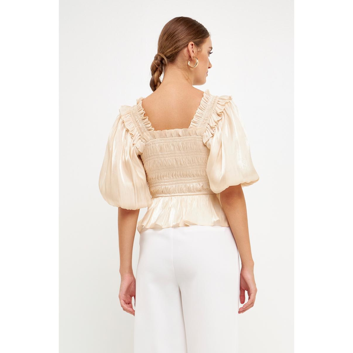 endless rose Women's Sheen Smocked Top