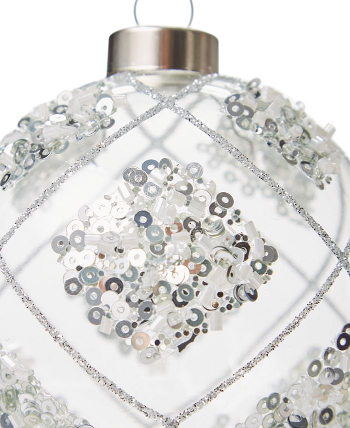Holiday Lane Crystal Christmas Ball Ornament with Sequins, Created for