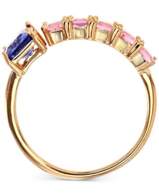 Pink & Purple Cubic Zirconia Ring in 14k Rose Gold-Plated Sterling Silver