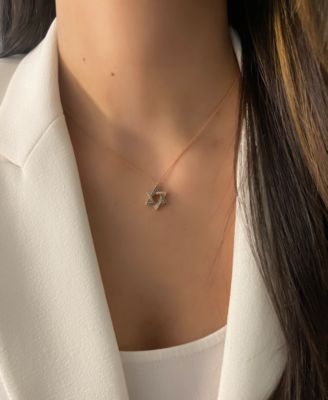 Chocolate Diamond (1/8 ct. t.w.) & Nude Diamond (1/8 ct. t.w.) Star of David Pendant Necklace in 14k Rose Gold