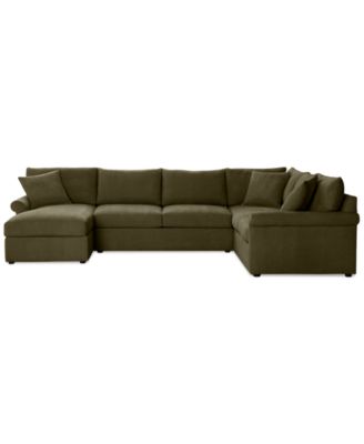 CLOSEOUT! Wrenley 138" 3-Pc. Fabric Sectional Chaise Sleeper Sofa, Created for Macy's