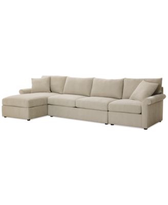 Wrenley 134" 3-Pc. Fabric Sectional Chaise Sofa