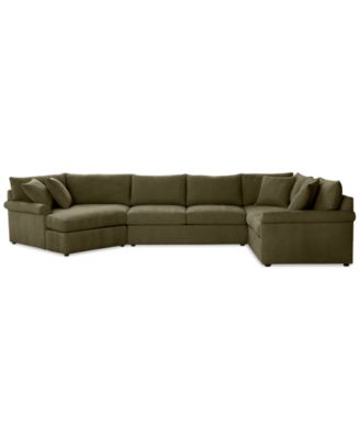 CLOSEOUT! Wrenley 170" 3-Pc. Fabric Sectional Full Sleeper Cuddler Chaise Sofa, Created for Macy's